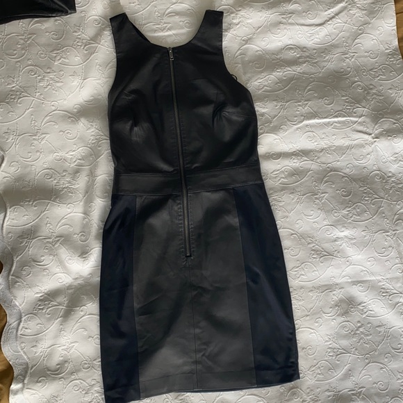 Dkny Leather Dress Shop Black Leather Dress With Belt Sale DKNY Women S  Faux Wrap